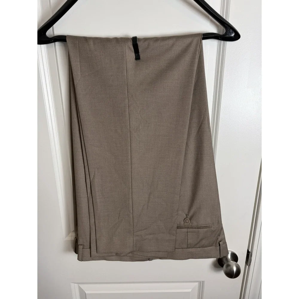 NWT!! $239 Nautica Mens 2-Piece Modern Fit Active Stretch Solid Suit Tan 48L 43W
